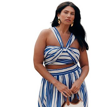 ELOQUII Women's Plus Size Split Strap Crop Top