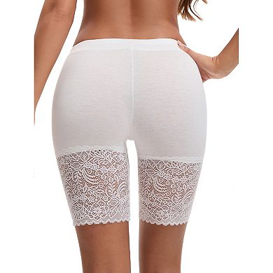 Women's Wide Lace Trim Slip Shorts Lightweight Comfort Thigh Slimmers, Available in Plus Size