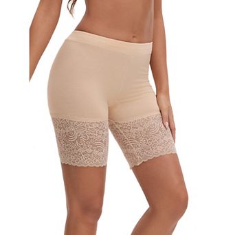 Women's Wide Lace Trim Slip Shorts Lightweight Comfort Thigh Slimmers, Available in Plus Size