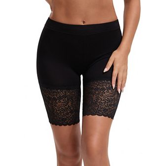 Women's Wide Lace Trim Slip Shorts Lightweight Comfort Thigh Slimmers, Available in Plus Size