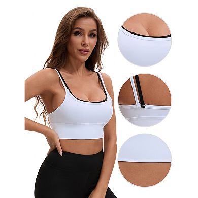 Women's Double Spaghetti Strap Slim Fit Longline Full Coverage Workout Padded Sports Bras