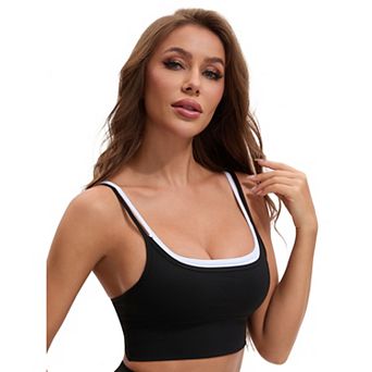 Women's Double Spaghetti Strap Slim Fit Longline Full Coverage Workout Padded Sports Bras