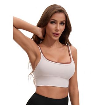 Women's Double Spaghetti Strap Slim Fit Longline Full Coverage Workout Padded Sports Bras