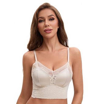 Women's Lace Wave Trim Cami V-Neck Vest Adjustable Spaghetti Strap Bulit in Bra Cropped Camisoles