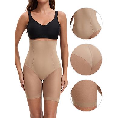 Women's Mesh High Waist Tummy Control Thigh Slimmers Slip Shorts for Under Dresses Shapewear