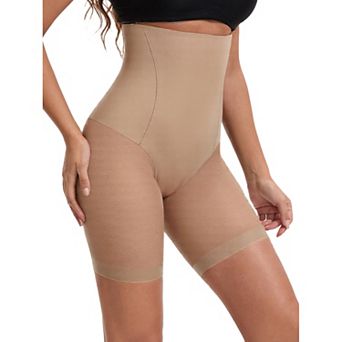 Women's Mesh High Waist Tummy Control Thigh Slimmers Slip Shorts for Under Dresses Shapewear