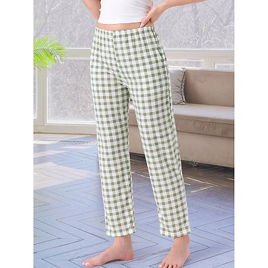 Women's Plaid Pajama Bottoms Elastic Waist with Pockets Long Sleepwear Lounge Pants