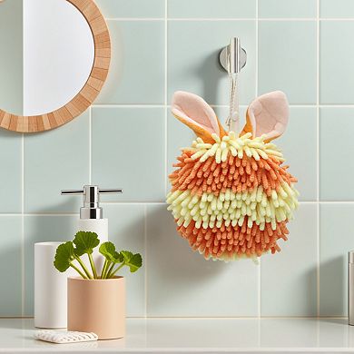 2Pcs Fluffy Chenille Ball Hand Towels with Hanging Loops, Quick Drying Soft Absorbent Towel 7"x7"