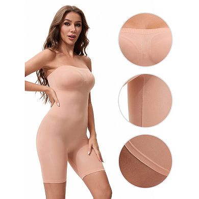 Women's Tube Top Shapewear Bodysuits Tummy Control Hip Lifter Body Shaper Strapless Mid Thigh