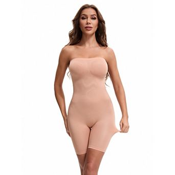 Women's Tube Top Shapewear Bodysuits Tummy Control Hip Lifter Body Shaper Strapless Mid Thigh