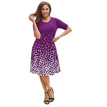 Jessica London Women's Plus Size Stretch Ponte Flare Dress