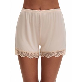 Women's Lace Trim Ice Silk Mid-Waister Loose Slip Shorts Light and Breathable Comfort Boyshorts