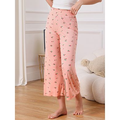 Women's Pajama Bottoms Palazzo Print Lounge Elastic Waist Sleepwear Loose Wide Leg Pants
