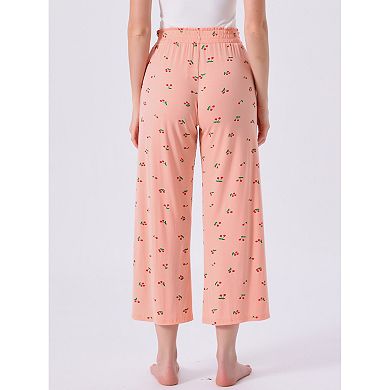 Women's Pajama Bottoms Palazzo Print Lounge Elastic Waist Sleepwear Loose Wide Leg Pants