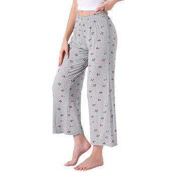 Women's Pajama Bottoms Palazzo Print Lounge Elastic Waist Sleepwear Loose Wide Leg Pants