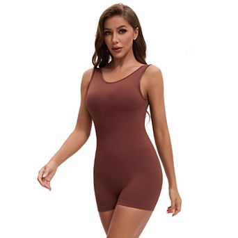 Women's Workout Jumpsuits Backless Tummy Control Jumpsuits V Back Yoga Romper