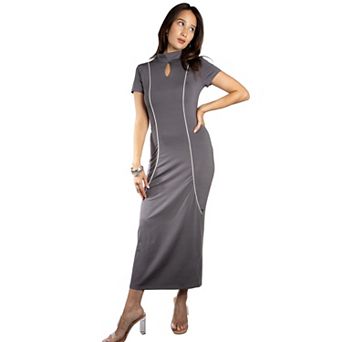 Jess by Meiko Women's Sculpting Keyhole Bodycon Maxi Dress