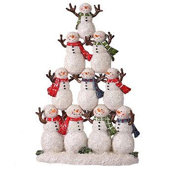 12" Resin Frost Snowman Tree Charming Winter Christmas Decoration