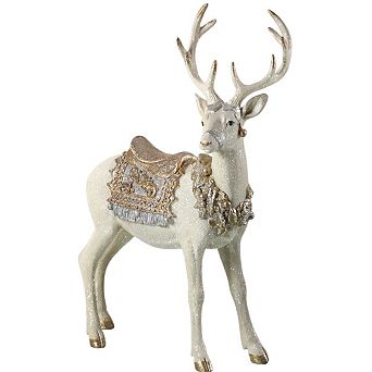 16" Standing Reindeer with Glittering Saddle and Blanket