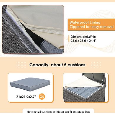 8 Pieces Outdoor Patio Furniture Set, Wicker Patio Conversation Sets with Storage Box