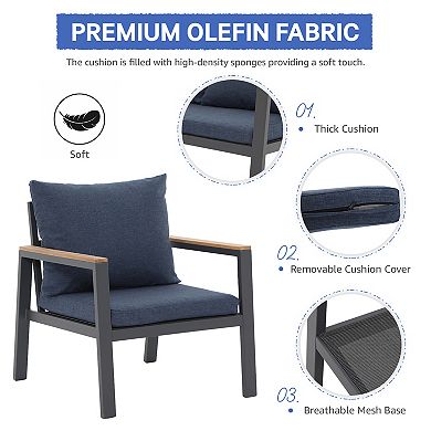 Aluminum Patio 4 Pieces Outdoor Conversation Set