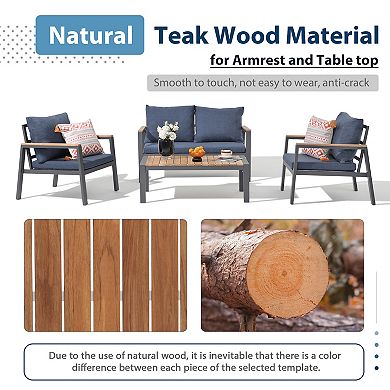 Aluminum Patio 4 Pieces Outdoor Conversation Set