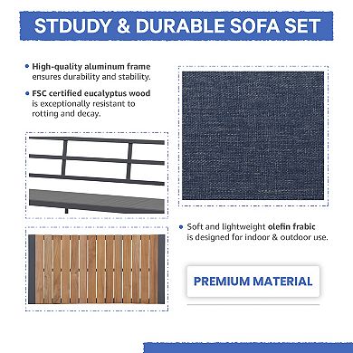Aluminum Patio 4 Pieces Outdoor Conversation Set