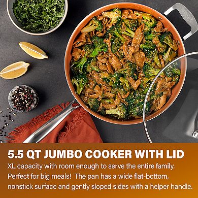 Gotham Steel 5.5-Quart Ti-Ceramic Nonstick Deep Saute Pan with Helper Handle