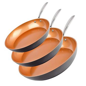 Gotham Steel 3 pc Hard-Anodized Aluminum Nonstick Frying Pan Set