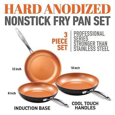 Gotham Steel 3-pc. Hard-Anodized Aluminum Nonstick Frying Pan Set