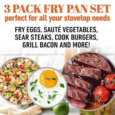 Gotham Steel 3-pc. Hard-Anodized Aluminum Nonstick Frying Pan Set