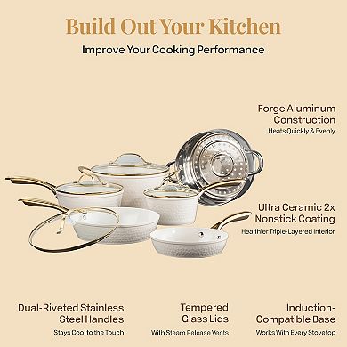 Gotham Steel Hammered 10-pc. Ceramic Nonstick Cookware Set
