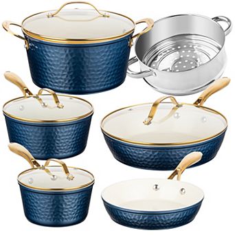 Gotham Steel Hammered 10 pc Ceramic Nonstick Cookware Set