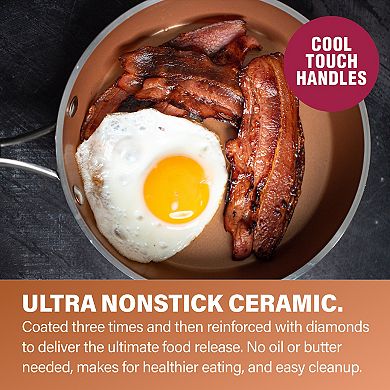 Gotham Steel Hammered Copper 10-in. Nonstick Frying Pan with Lid