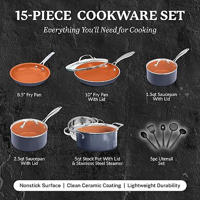 Gotham Steel 15-pc. Nonstick Cookware Set with Utensils