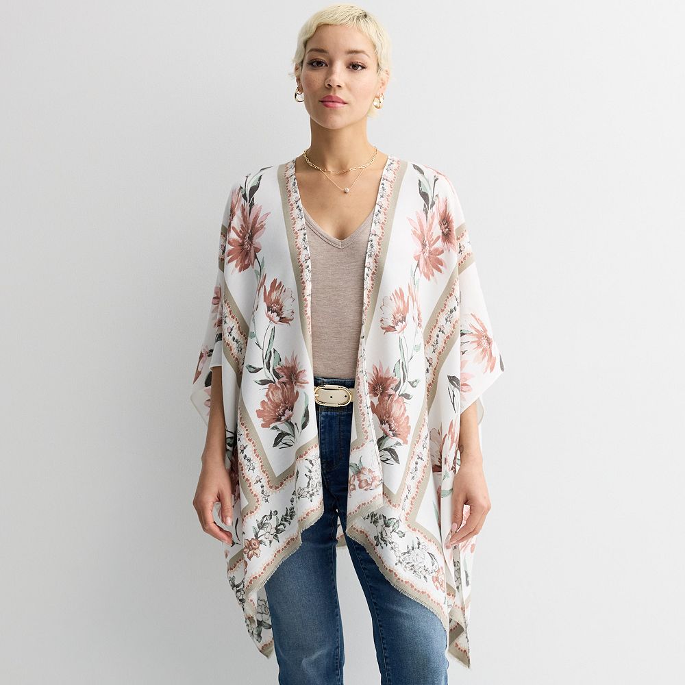 Women's Nine West Trailing Floral Printed Soft Ruana