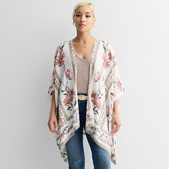 Women's Nine West Trailing Floral Printed Soft Ruana