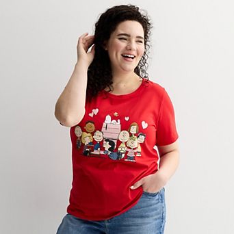 Plus Size Peanuts Snoopy, Charlie Brown, & Friends Valentine's Graphic Tee