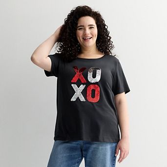 Plus Size Missy XOXO Sequin Short Sleeve Tee