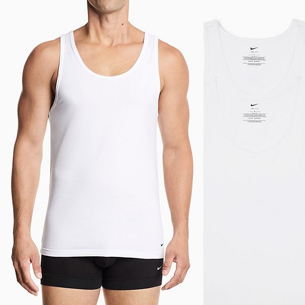 (取寄) ナイキ メンズ オール デイ コットン ストレッチ タンク 2-パック Nike men All Day Cotton Stretch Tank 2-Pack White Men's Nike All Day 2-Pack Cotton Stretch Tank Top Undershirts