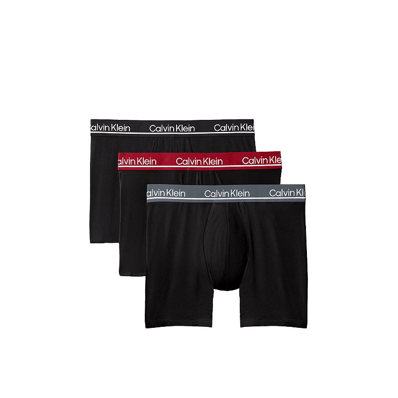 Men's Calvin Klein 3-Pack Microfiber Plus Boxer Brief, Size: Large, Black Assorted