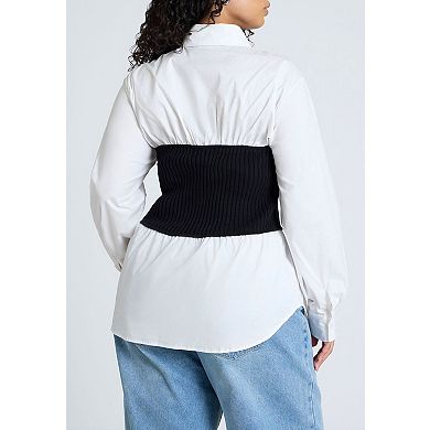 ELOQUII Women's Plus Size Sweater Tube Twofer Top