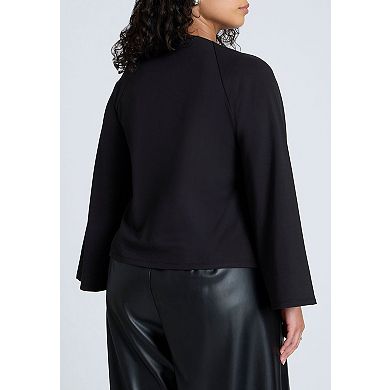 ELOQUII Women's Plus Size Square Neck Seam Detail Top