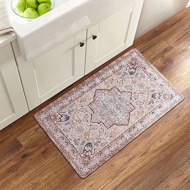 World Rug Gallery Traditional Medallion Cushioned Anti-Fatigue Kitchen Mat