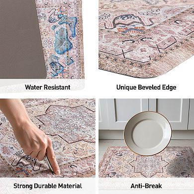 World Rug Gallery Traditional Medallion Cushioned Anti-Fatigue Kitchen Mat