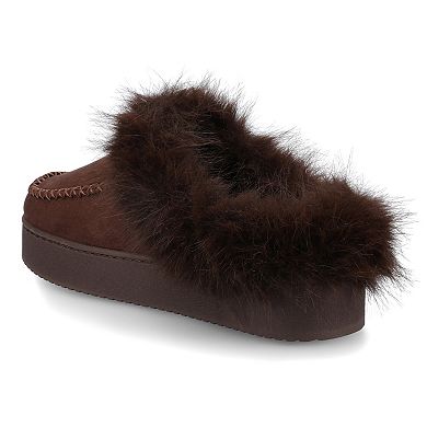 Journee Taran Women's Sherpa Round Toe Warm Comfort Mule Slippers