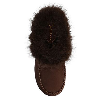 Journee Taran Women's Sherpa Round Toe Warm Comfort Mule Slippers
