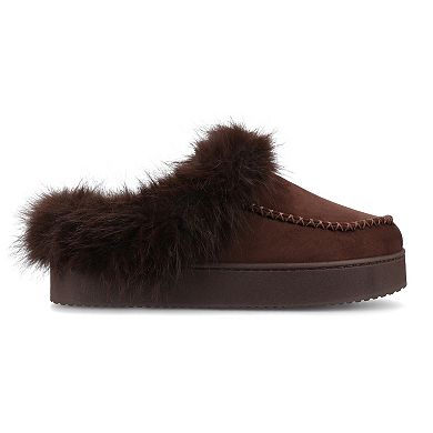 Journee Taran Women's Sherpa Round Toe Warm Comfort Mule Slippers