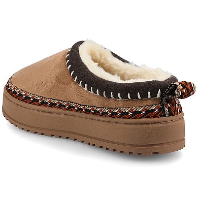 Journee Tarika Women's Sherpa Round Toe Warm Comfort Mule Slipper