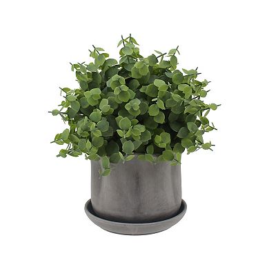 Everyday Decor Artificial Eucalyptus in Wavy Ceramic Planter